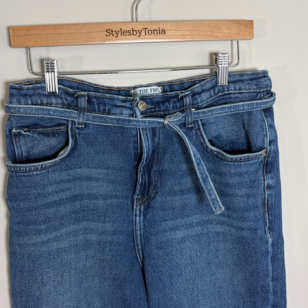 Free People We the Free Sabine Slim A Line Jeans HIBERNATE Blue straight leg 31 - Picture 5 of 14